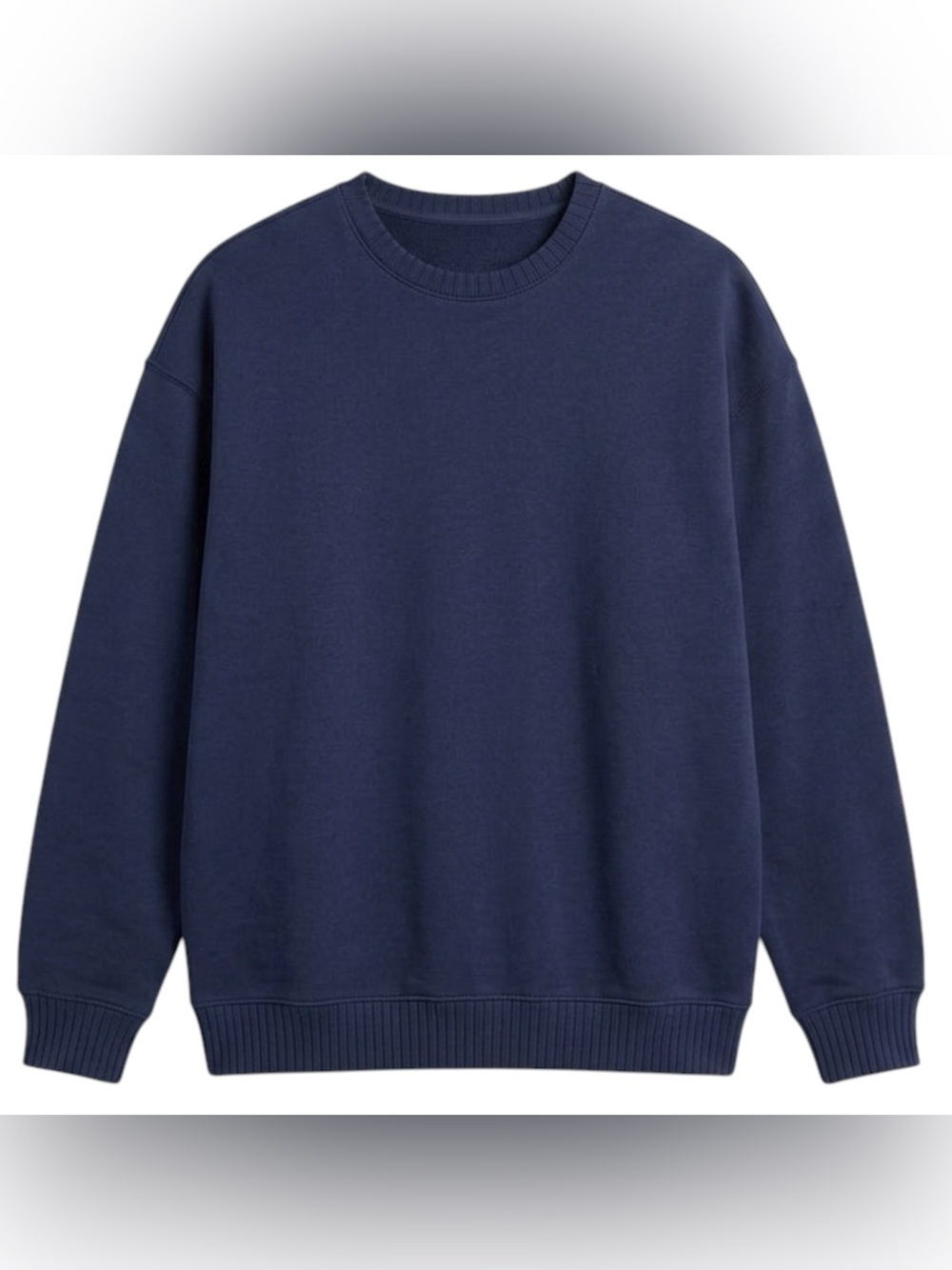 Zara Women Solid Crewneck Sweatshirt - Navy Blue Large Pullover Casual Travel